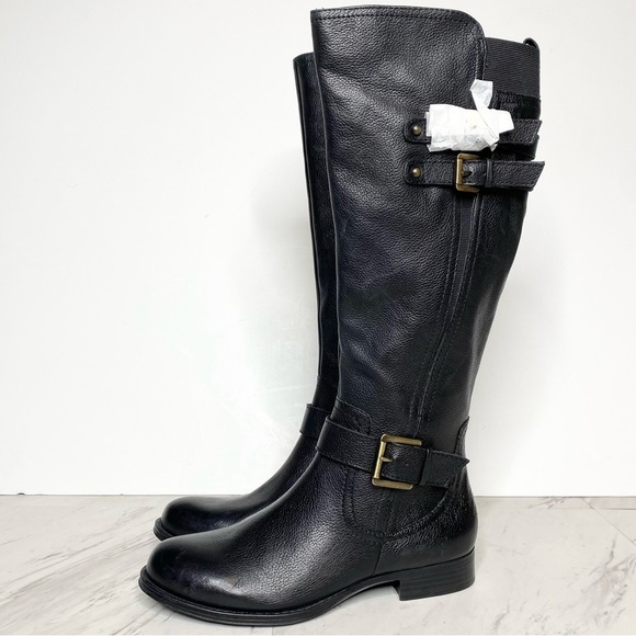 New! Naturalizer Jessie Black Leather Tall Boot 6 1/2 M - Picture 1 of 14